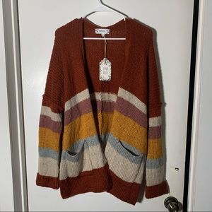 Pink Rose long chunky cardigan sweater boho